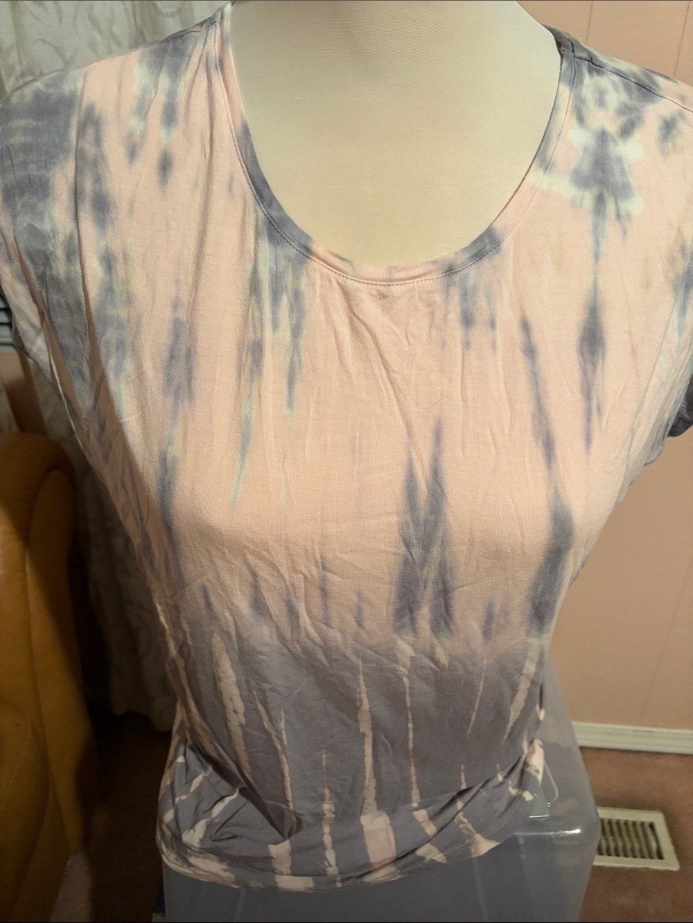 CHARLIE B Pink and Gray Tie-Dye Short Sleeve Tee